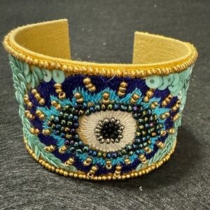 Glass seed bead cuff bracelet 7 inches